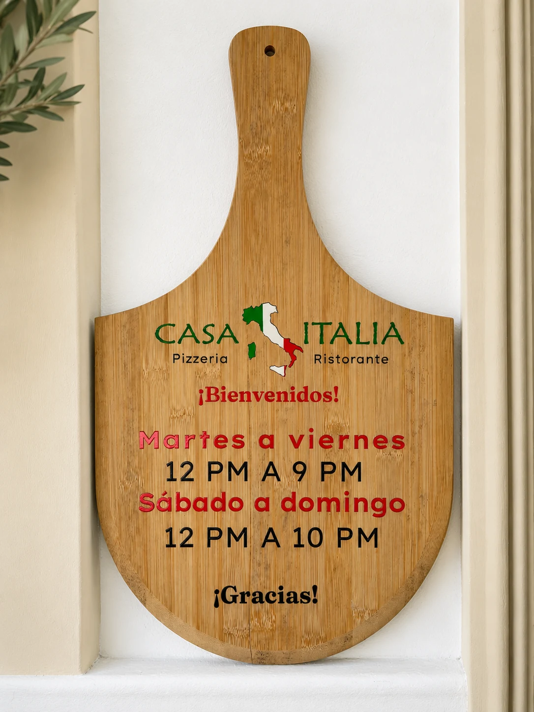 Tabla de horarios de Casa Italia